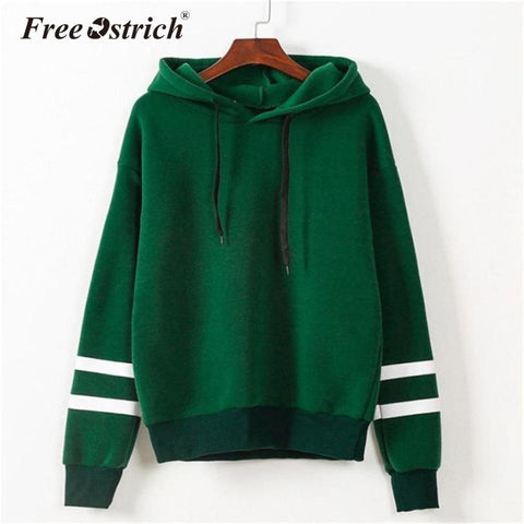 FREE OSTRICH Sweatshirt 2017 Women Hoodies Fashion Casual Striped Hoodie Pullover Tops Moletom Feminino Dropshipping De9