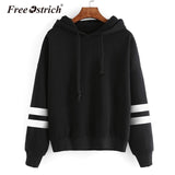 FREE OSTRICH Sweatshirt 2017 Women Hoodies Fashion Casual Striped Hoodie Pullover Tops Moletom Feminino Dropshipping De9