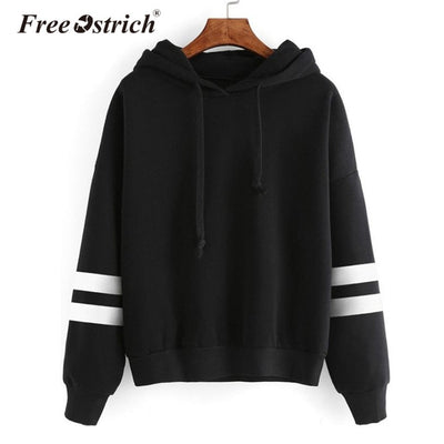 FREE OSTRICH Sweatshirt 2017 Women Hoodies Fashion Casual Striped Hoodie Pullover Tops Moletom Feminino Dropshipping De9