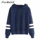 FREE OSTRICH Sweatshirt 2017 Women Hoodies Fashion Casual Striped Hoodie Pullover Tops Moletom Feminino Dropshipping De9