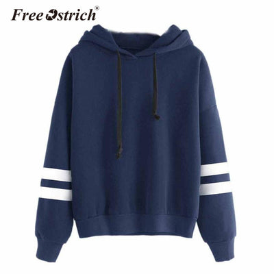 FREE OSTRICH Sweatshirt 2017 Women Hoodies Fashion Casual Striped Hoodie Pullover Tops Moletom Feminino Dropshipping De9