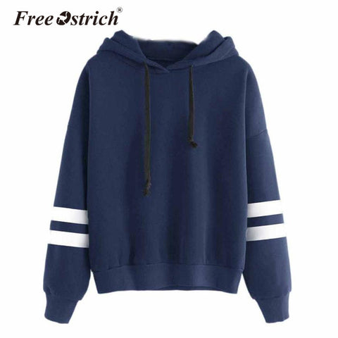FREE OSTRICH Sweatshirt 2017 Women Hoodies Fashion Casual Striped Hoodie Pullover Tops Moletom Feminino Dropshipping De9