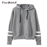 FREE OSTRICH Sweatshirt 2017 Women Hoodies Fashion Casual Striped Hoodie Pullover Tops Moletom Feminino Dropshipping De9