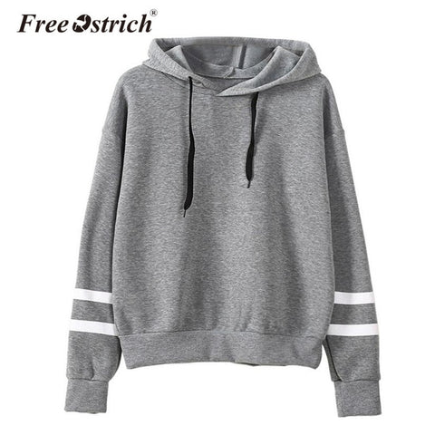 FREE OSTRICH Sweatshirt 2017 Women Hoodies Fashion Casual Striped Hoodie Pullover Tops Moletom Feminino Dropshipping De9
