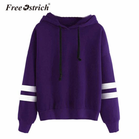 FREE OSTRICH Sweatshirt 2017 Women Hoodies Fashion Casual Striped Hoodie Pullover Tops Moletom Feminino Dropshipping De9