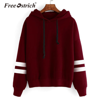 FREE OSTRICH Sweatshirt 2017 Women Hoodies Fashion Casual Striped Hoodie Pullover Tops Moletom Feminino Dropshipping De9