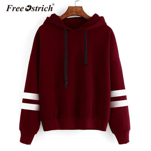 FREE OSTRICH Sweatshirt 2017 Women Hoodies Fashion Casual Striped Hoodie Pullover Tops Moletom Feminino Dropshipping De9