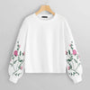 Feitong SweatshirtWomen O-Neck Long Sleeve Botanical Floral Print Sleeve Pullovers Sweatshirt Top Sudaderas Para Mujer
