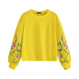 Feitong Sweatshirt  Women O-Neck Long Sleeve Botanical Floral Print Sleeve Pullovers Sweatshirt Top Sudaderas Para Mujer