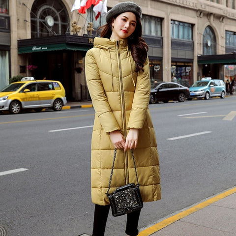 2019 Winter Women Jacket X-long Hooded Cotton Padded Female Coat High Quality Warm Outwear Womens Parka Manteau Femme Hiver