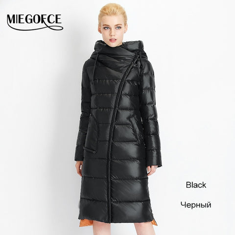 MIEGOFCE 2019 Fashionable Coat Jacket Women's Hooded Warm Parkas Bio Fluff Parka Coat Hight Quality Female New Winter Collection