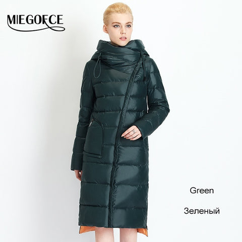 MIEGOFCE 2019 Fashionable Coat Jacket Women's Hooded Warm Parkas Bio Fluff Parka Coat Hight Quality Female New Winter Collection