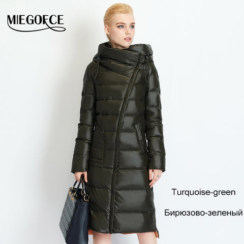 MIEGOFCE 2019 Fashionable Coat Jacket Women's Hooded Warm Parkas Bio Fluff Parka Coat Hight Quality Female New Winter Collection