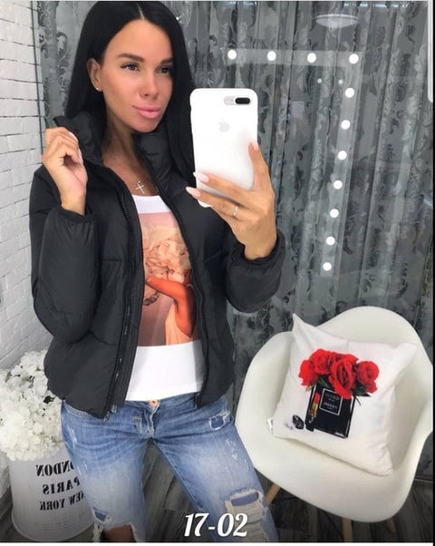 FORERUN Fashion Bubble Coat Solid Standard Collar Oversized Short Jacket Winter Autumn Female Puffer Jacket Parkas Mujer 2019