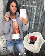 FORERUN Fashion Bubble Coat Solid Standard Collar Oversized Short Jacket Winter Autumn Female Puffer Jacket Parkas Mujer 2019