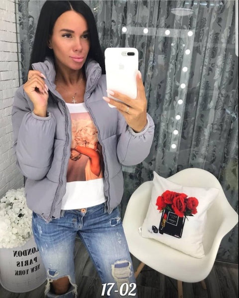 FORERUN Fashion Bubble Coat Solid Standard Collar Oversized Short Jacket Winter Autumn Female Puffer Jacket Parkas Mujer 2019