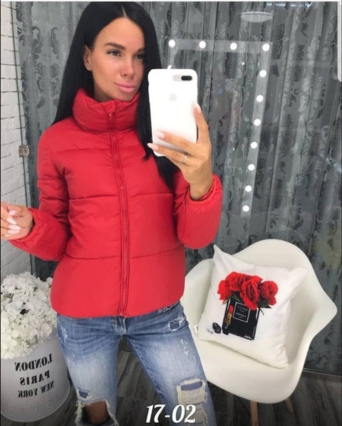 FORERUN Fashion Bubble Coat Solid Standard Collar Oversized Short Jacket Winter Autumn Female Puffer Jacket Parkas Mujer 2019