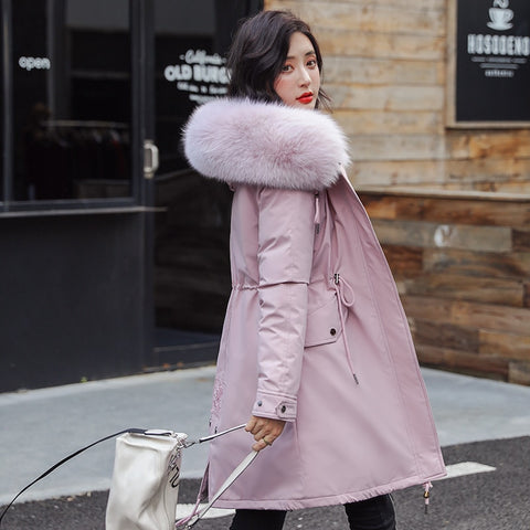 New Women Long Coat Autumn Winter Warm Velvet Thicken Faux Fur Coats Parka Female Solid Big Pocket Jacket Outwear