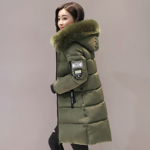 Parka Women Winter Coats Long Cotton Casual Fur Hooded Jackets Women Thick Warm Winter Parkas Female Overcoat Coat 2019 MLD1268