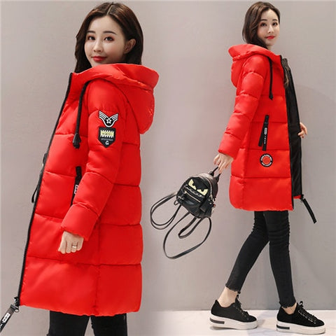 Parka Women Winter Coats Long Cotton Casual Fur Hooded Jackets Women Thick Warm Winter Parkas Female Overcoat Coat 2019 MLD1268