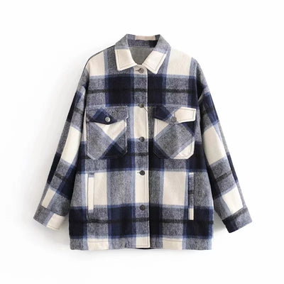 autumn red Plaid coats and jackets women streetwear fashion Long Sleeve office jackets coats Oversized Outerwear 2019