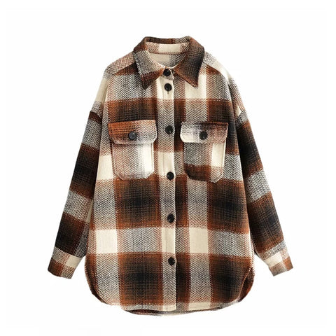 autumn red Plaid coats and jackets women streetwear fashion Long Sleeve office jackets coats Oversized Outerwear 2019