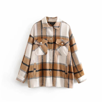 autumn red Plaid coats and jackets women streetwear fashion Long Sleeve office jackets coats Oversized Outerwear 2019