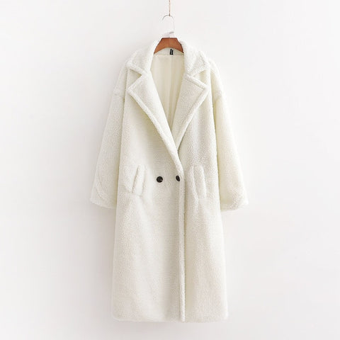 Autumn Winter Women Beige Teddy Coat Stylish Female Thick Warm Cashmere Jacket Casual Girls Streetwear