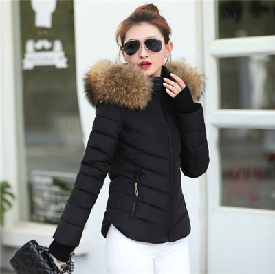 2019 New Winter Coat Women  Winter Jacket Womens Parkas Gloves warm detachable fur collar detachable hat Slim fit Outwear