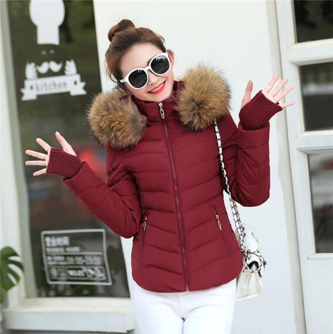 2019 New Winter Coat Women  Winter Jacket Womens Parkas Gloves warm detachable fur collar detachable hat Slim fit Outwear