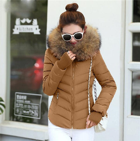 2019 New Winter Coat Women  Winter Jacket Womens Parkas Gloves warm detachable fur collar detachable hat Slim fit Outwear