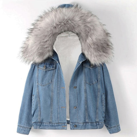 2019 New Warm Winter Bomber Women Winter Autumn Hooded Girls Coat Jeans Denim Jackets Basic Ladies Top Windbreaker Female Large