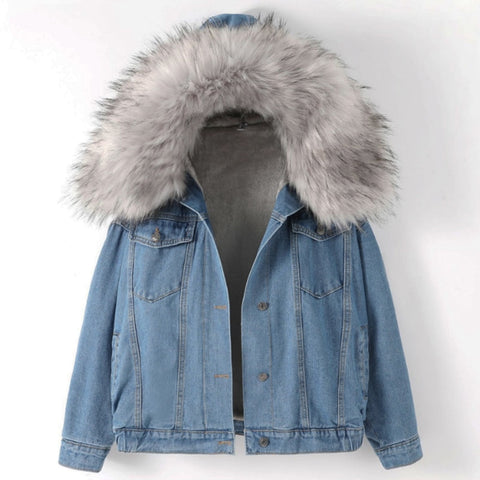 2019 New Warm Winter Bomber Women Winter Autumn Hooded Girls Coat Jeans Denim Jackets Basic Ladies Top Windbreaker Female Large