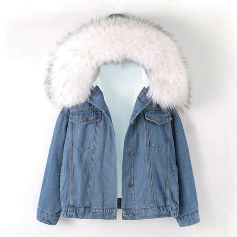 2019 New Warm Winter Bomber Women Winter Autumn Hooded Girls Coat Jeans Denim Jackets Basic Ladies Top Windbreaker Female Large