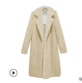 Long Coats Fleece Jackets Winter Warm Teddy Coat Cardigan Office Lady Sexy Women Wool Blends Full Tops Overcoats Plus Size