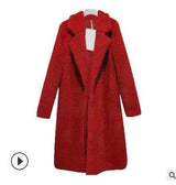 Long Coats Fleece Jackets Winter Warm Teddy Coat Cardigan Office Lady Sexy Women Wool Blends Full Tops Overcoats Plus Size