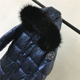 High Quality Winter Jacket Women Warm Thicken Hooded With Fur Long Coat Shining Fabric Stylish Female Parka