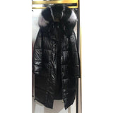 High Quality Winter Jacket Women Warm Thicken Hooded With Fur Long Coat Shining Fabric Stylish Female Parka