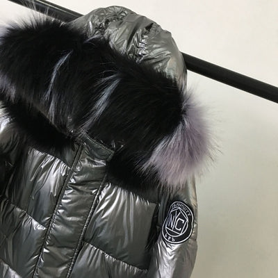 High Quality Winter Jacket Women Warm Thicken Hooded With Fur Long Coat Shining Fabric Stylish Female Parka