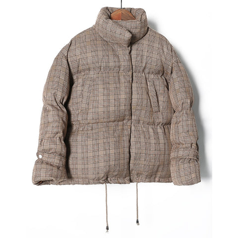 Cotton clothing female short paragraph 2019 new Korean version of loose ins bread clothes thick winter coat lattice tide