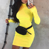 2019 Sexy Solid Dress Women Night Club Bodycon Turtleneck Super Warm Elegant Ladies Dress Tight buttocks Mini Dress Size S-XL