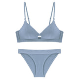 TERMEZY High Quality Cotton Underwear Set Fashion Striped Bra Set Noble Girl Lingerie Set Push Up Bra Sexy Bra And Panty Sets