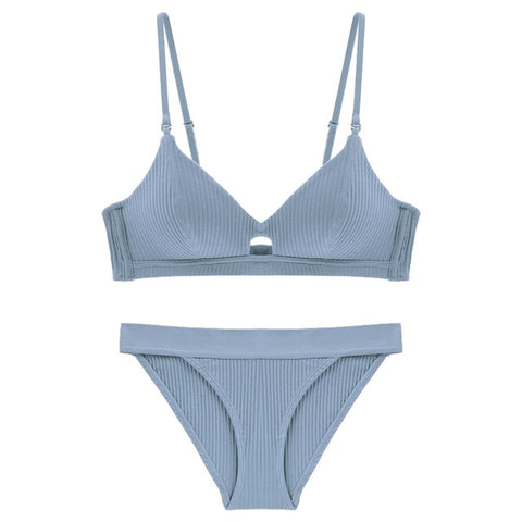 TERMEZY High Quality Cotton Underwear Set Fashion Striped Bra Set Noble Girl Lingerie Set Push Up Bra Sexy Bra And Panty Sets
