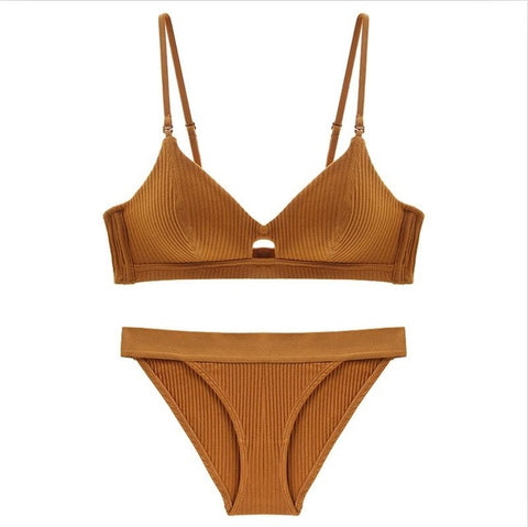 TERMEZY High Quality Cotton Underwear Set Fashion Striped Bra Set Noble Girl Lingerie Set Push Up Bra Sexy Bra And Panty Sets