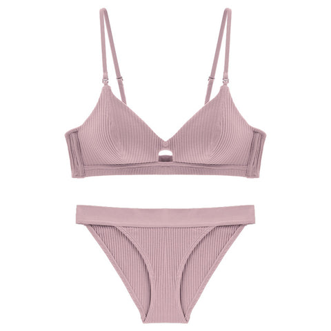 TERMEZY High Quality Cotton Underwear Set Fashion Striped Bra Set Noble Girl Lingerie Set Push Up Bra Sexy Bra And Panty Sets