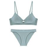 TERMEZY High Quality Cotton Underwear Set Fashion Striped Bra Set Noble Girl Lingerie Set Push Up Bra Sexy Bra And Panty Sets