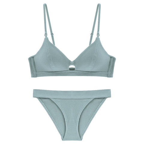 TERMEZY High Quality Cotton Underwear Set Fashion Striped Bra Set Noble Girl Lingerie Set Push Up Bra Sexy Bra And Panty Sets