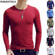 2019 Autumn Men T-Shirts Long Sleeve O-Neck Casual Fitness Jogging Solid Fashion Tee Basic Running Homme Top Clothing