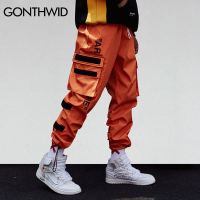 GONTHWID Men's Side Pockets Cargo Harem Pants 2020 Hip Hop Casual Male Tatical Joggers Trousers Fashion Casual Streetwear Pants