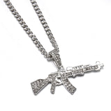 Fashion Punk Hip-Hop Women Men Gun Shape Pendant Crystal Rhinestone Chain Necklace Creative Necklaces Jewelry
